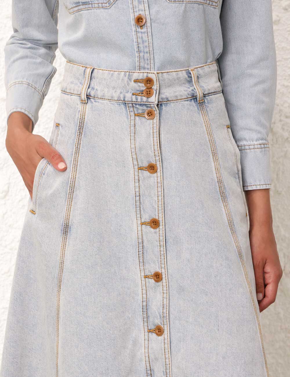 August A Line Denim Skirt