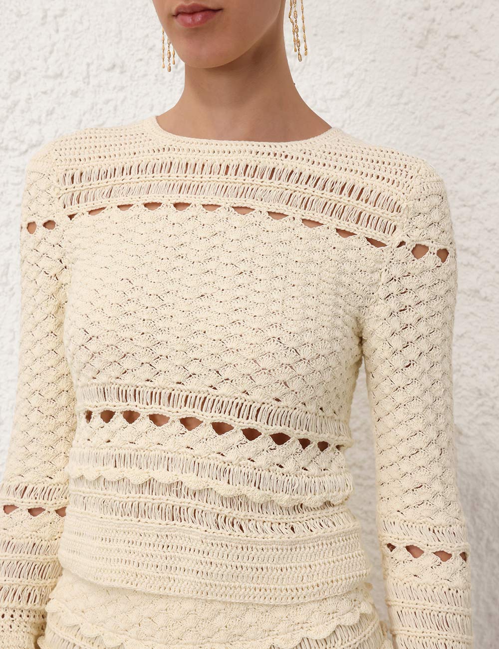 Waverly Crochet Crew Neck Top